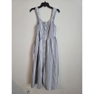 A.N.A Women Dress Sz M Blue White‎ Striped Sleeveless Adjustable Strap